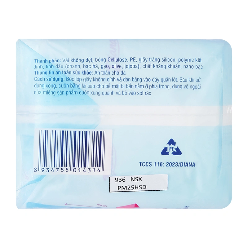 Băng vệ sinh hàng ngày Diana Sensi Cool Fresh mát lạnh không cánh 20 miếng 4