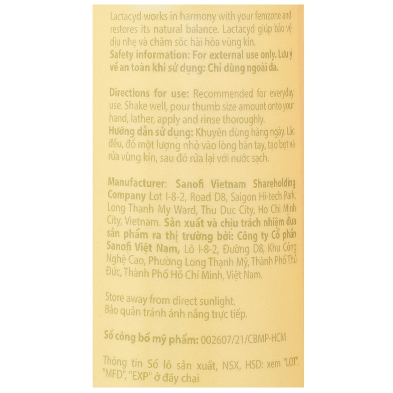 Dung dịch vệ sinh phụ nữ Lactacyd Extra Nourish hương dịu nhẹ 150 ml 5