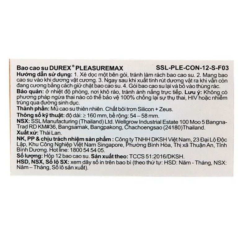 Hộp 3 cái bao cao su Durex Pleasuremax 54 - 58 mm 5