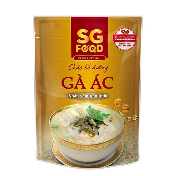 Cháo bổ dưỡng SG Food vị gà ác, nhân sâm Hàn Quốc gói 240g (từ 10 tháng) 1
