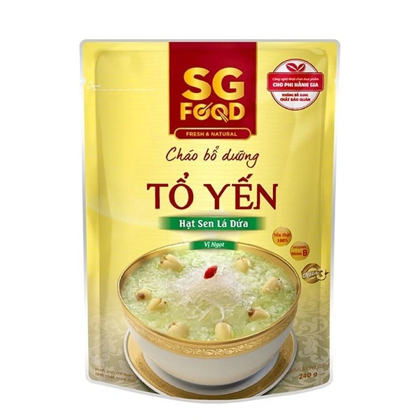 Cháo bổ dưỡng SG Food vị tổ yến, hạt sen và lá dứa gói 240g (từ 10 tháng) 1