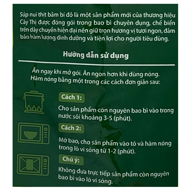 Combo 3 gói súp nui Cây Thị vị thịt bằm, bí đỏ 260g (từ 1 tuổi) 10