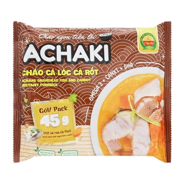 Cháo ăn liền Achaki vị cá lóc, cà rốt