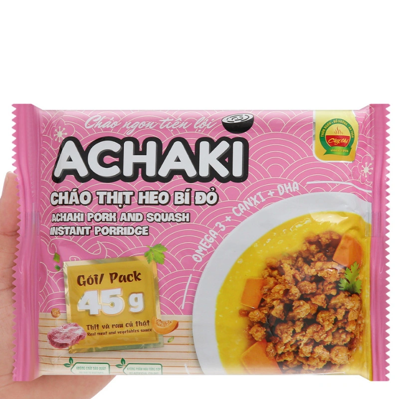 Combo 3 gói cháo ăn liền Achaki vị thịt heo, bí đỏ 72g (từ 1 tuổi) 10