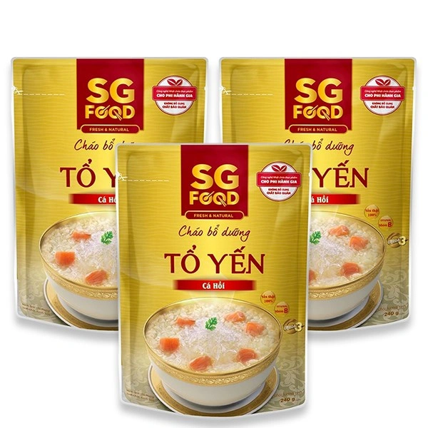 Combo 3 gói cháo bổ dưỡng SG Food vị tổ yến, cá hồi