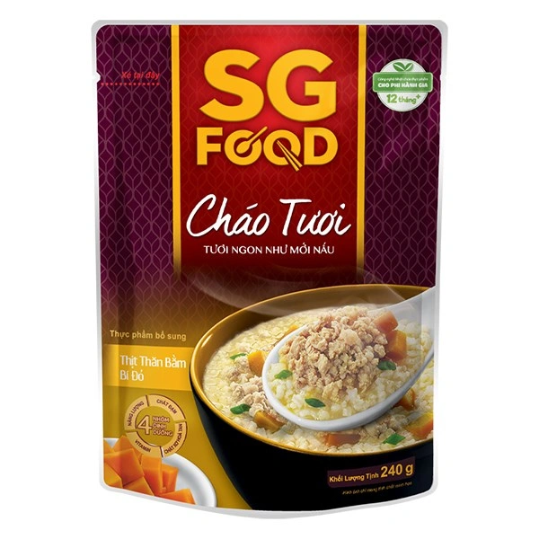 Cháo tươi SG Food vị thịt thăn bằm, bí đỏ gói 240g (từ 1 tuổi) 1