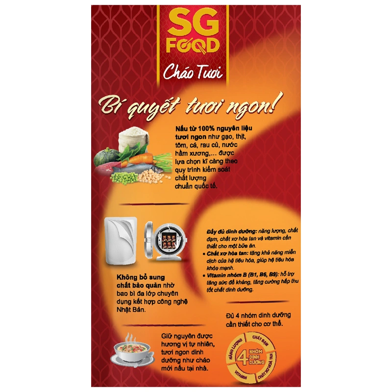 Cháo tươi SG Food vị cá lóc, cải bó xôi gói 240g (từ 1 tuổi) 3