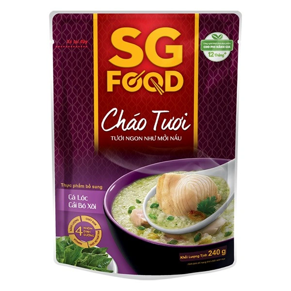 Cháo tươi SG Food vị cá lóc, cải bó xôi gói 240g (từ 1 tuổi) 1