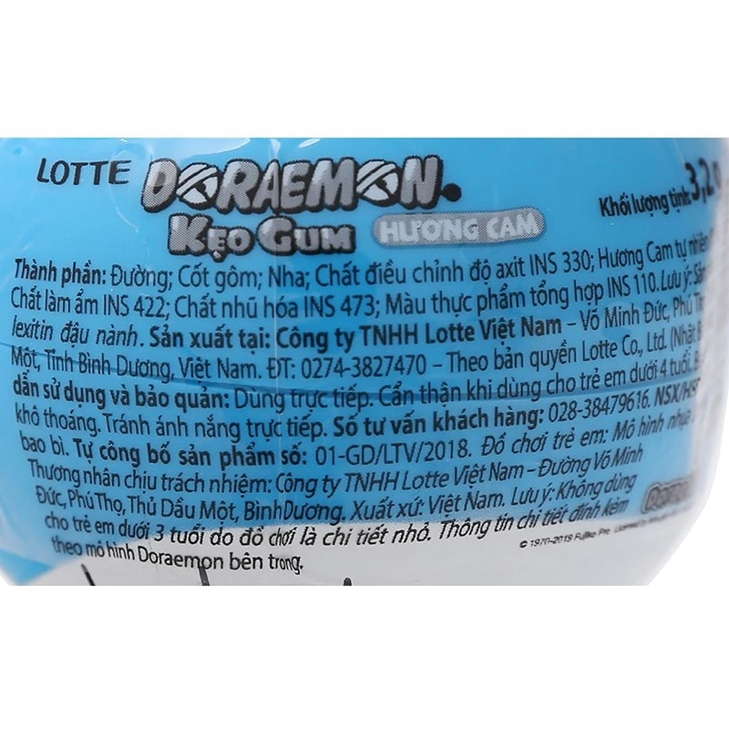 Kẹo singum Lotte Doraemon hương cam hộp 3.2g (từ 3 tuổi) 4