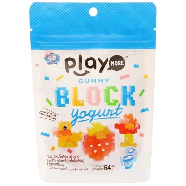 Kẹo dẻo PlayMore Block hương sữa chua gói 64g (từ 3 tuổi) 1