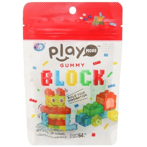 Kẹo dẻo PlayMore Gummy Block hương trái cây gói 64g (từ 3 tuổi) 1