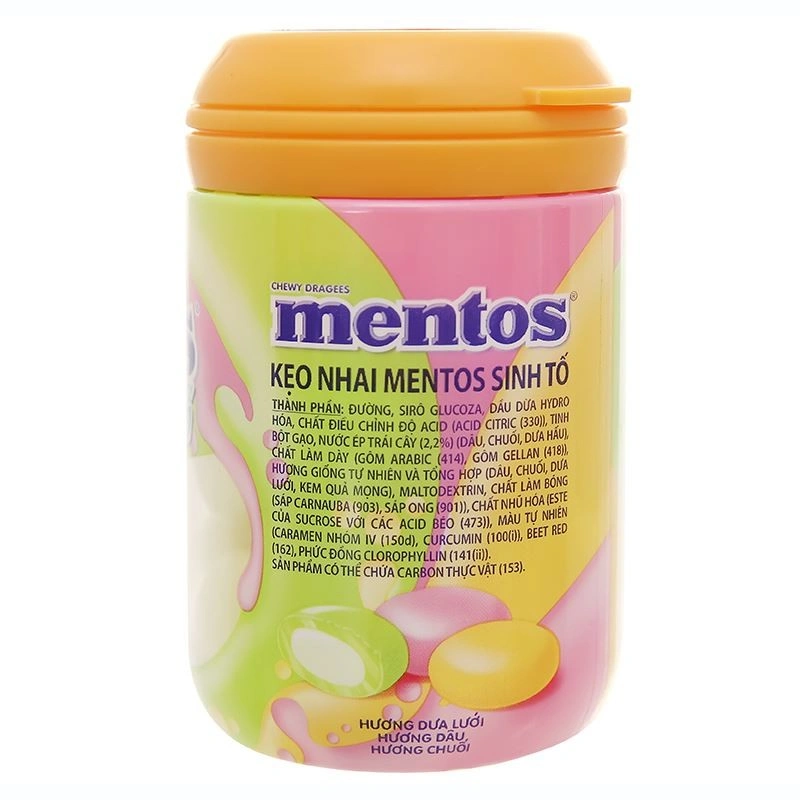 Kẹo mềm Mentos hương chuối, dâu, dưa lưới hộp 90g (từ 3 tuổi) 2