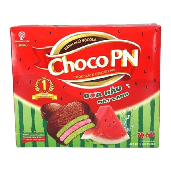 Bánh chocopie vị dưa hấu Choco PN hộp 14 cái 238g (từ 1 tuổi) 1