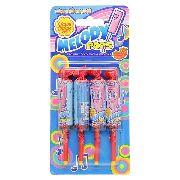 Kẹo mút Chupa Chups Melody Pops hương dâu vỉ 60g (từ 3 tuổi) 1