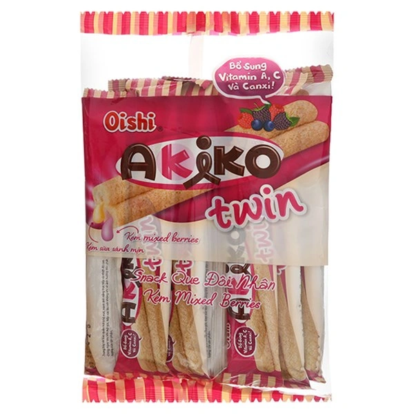 Snack Oishi Akiko Twin vị kem tiramisu túi 10 gói x 14g (từ 3 tuổi) 8