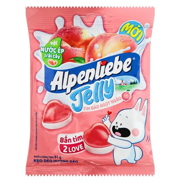Kẹo dẻo Alpenliebe Jelly tim đào ngọt ngào hương đào gói 91g (từ 2 tuổi) 1