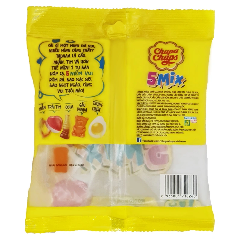 Kẹo dẻo Chupa Chups 5 Mix hương hỗn hợp gói 90g (từ 3 tuổi) 2