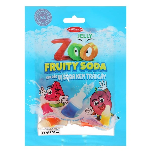 Kẹo dẻo Bibica Zoo hương soda kem trái cây gói 66g (từ 3 tuổi) 1