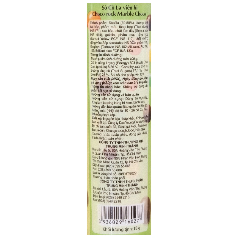 Kẹo socola dạng viên bi Choco Rock ống 18g (từ 3 tuổi) 3