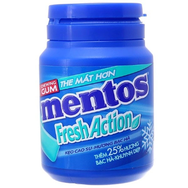 Kẹo singum Mentos Fresh Action hương bạc hà và khuynh diệp hũ 56g (từ 3 tuổi) 1