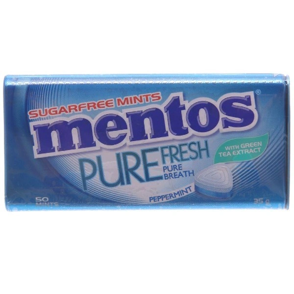 Kẹo ngậm Mentos Pure Fresh hương peppermint và trà xanh hộp 35g (từ 3 tuổi) 1