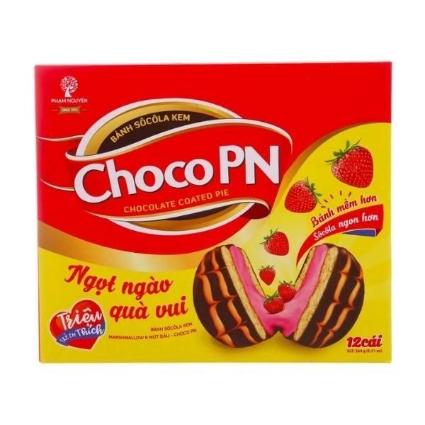 Bánh chocopie vị dâu Choco PN hộp 12 cái 264g (từ 1 tuổi) 1