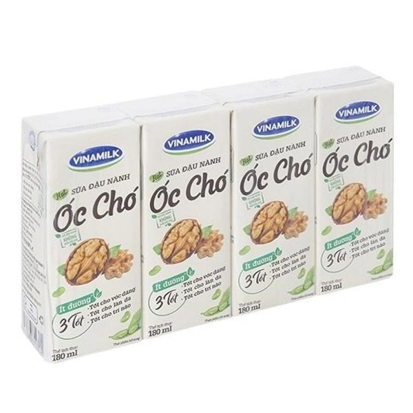 Lốc 4 hộp sữa đậu nành hạt óc chó Vinamilk 180 ml (từ 4 tuổi) 1