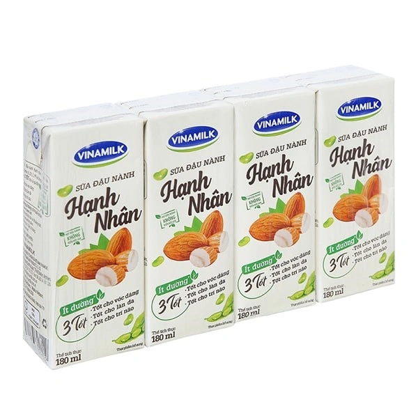 Lốc 4 hộp sữa đậu nành hạnh nhân Vinamilk 180 ml (từ 4 tuổi) 1