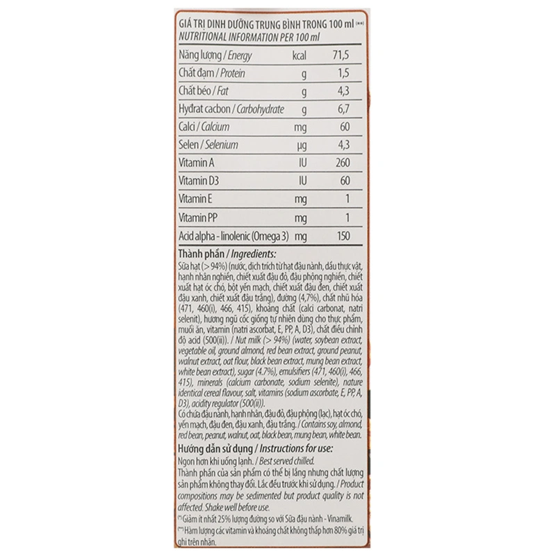 Lốc 4 hộp sữa hạt Vinamilk Super Nut 180 ml (từ 4 tuổi) 10