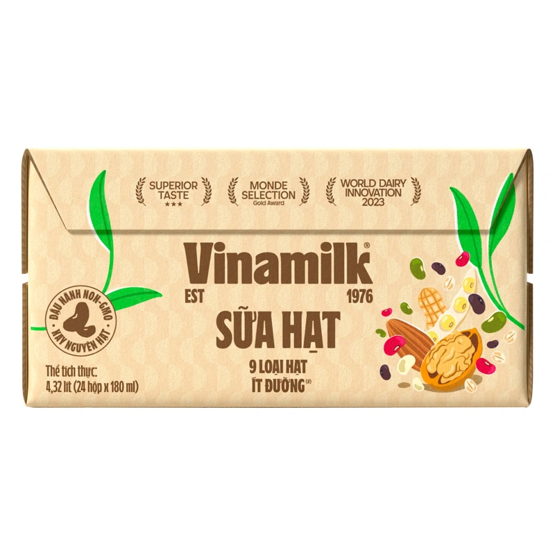 Thùng 24 hộp sữa hạt Vinamilk 9 loại hạt ít đường 180 ml (từ 4 tuổi) 3