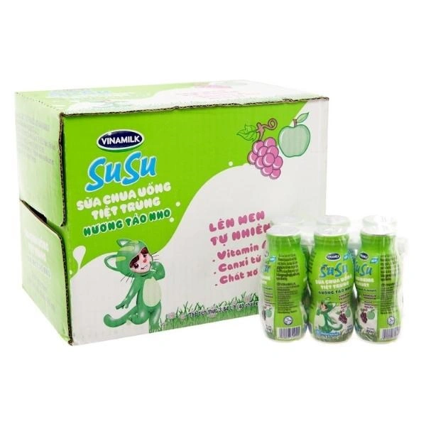 Thùng 48 chai sữa chua uống tiệt trùng Vinamilk SuSu IQ vị táo nho 80 ml (từ 1 tuổi) 1
