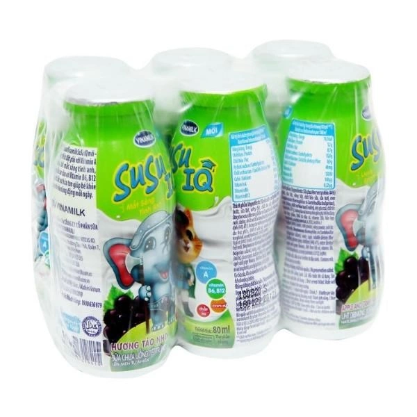 Thùng 48 chai sữa chua uống tiệt trùng Vinamilk SuSu IQ vị táo nho 80 ml (từ 1 tuổi) 3
