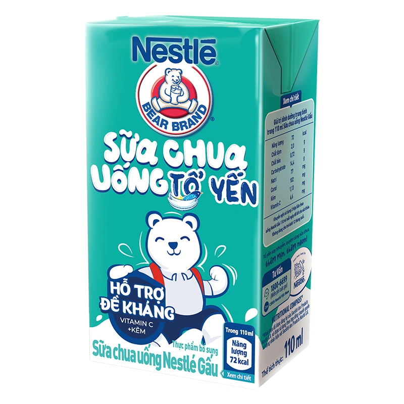 Lốc 4 hộp sữa chua uống tổ yến Nestlé Yogu 110 ml (từ 1 tuổi) 4