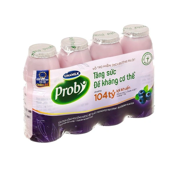 Lốc 4 chai sữa chua uống men sống Vinamilk Probi vị việt quất 130 ml 1