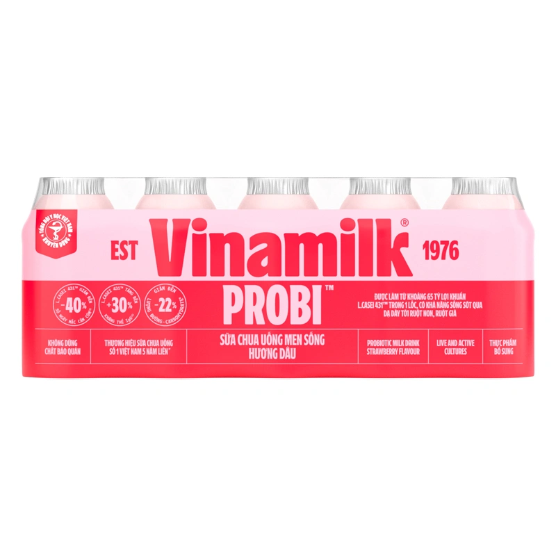 Lốc 5 chai sữa chua uống men sống Vinamilk Probi vị dâu 65 ml (từ 1 tuổi) 2