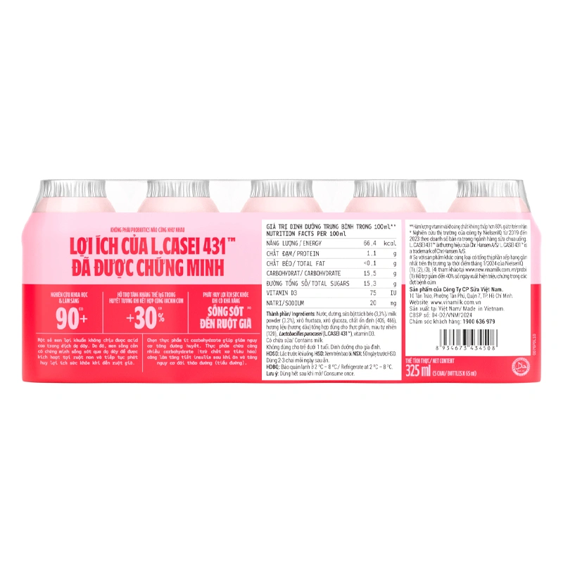 Lốc 5 chai sữa chua uống men sống Vinamilk Probi vị dâu 65 ml (từ 1 tuổi) 3