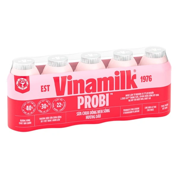 Lốc 5 chai sữa chua uống men sống Vinamilk Probi vị dâu 65 ml (từ 1 tuổi) 1