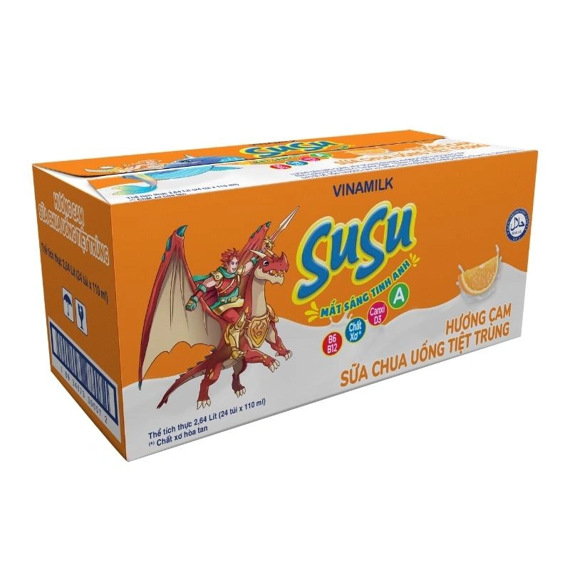 Thùng 24 túi sữa chua uống tiệt trùng Vinamilk SuSu vị cam 110 ml (từ 1 tuổi) 2