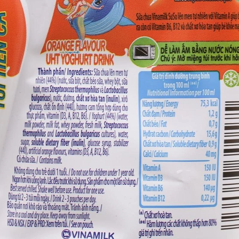 Thùng 24 túi sữa chua uống tiệt trùng Vinamilk SuSu vị cam 110 ml (từ 1 tuổi) 7