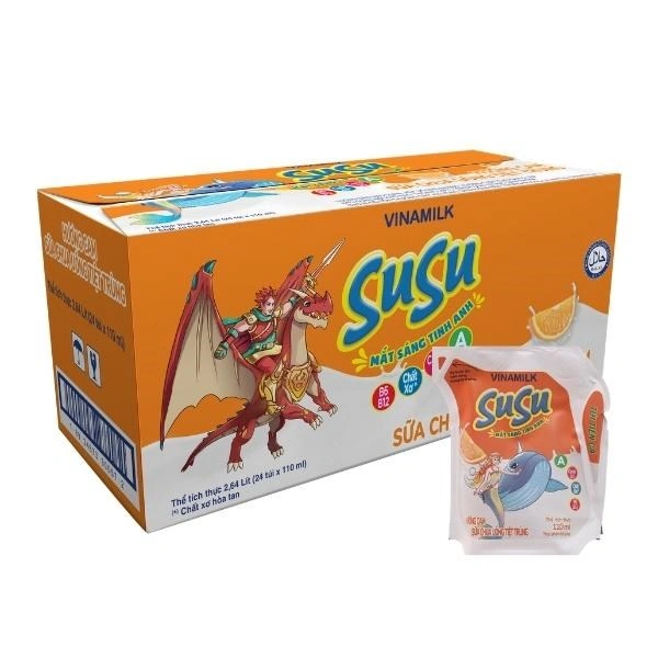 Thùng 24 túi sữa chua uống tiệt trùng Vinamilk SuSu vị cam 110 ml (từ 1 tuổi) 1
