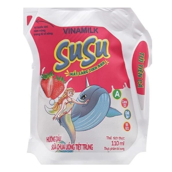Sữa chua uống tiệt trùng Vinamilk SuSu vị dâu 110 ml (từ 1 tuổi) 1