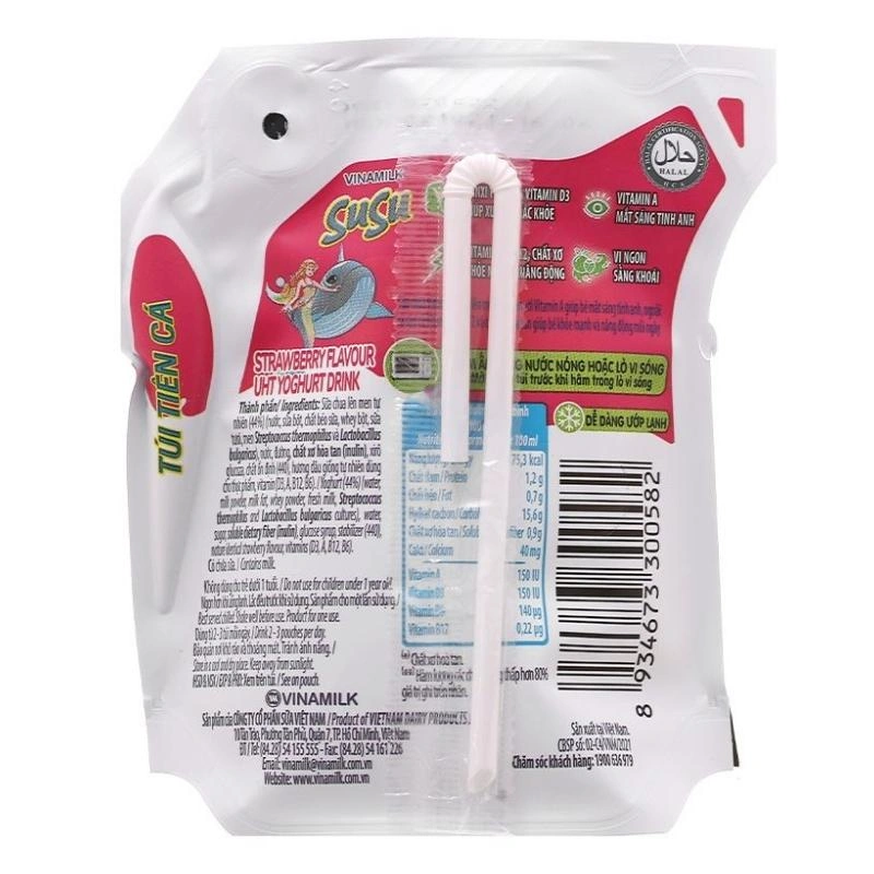 Thùng 24 túi sữa chua uống tiệt trùng Vinamilk SuSu vị dâu 110 ml (từ 1 tuổi) 4