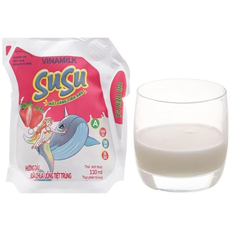 Thùng 24 túi sữa chua uống tiệt trùng Vinamilk SuSu vị dâu 110 ml (từ 1 tuổi) 6