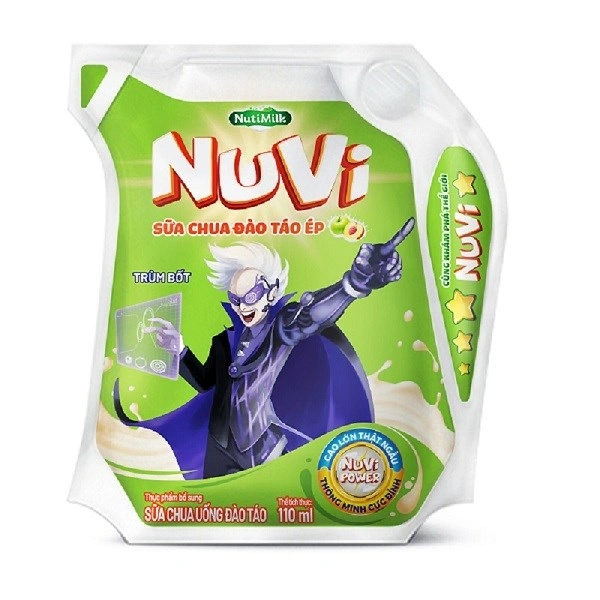 Sữa chua uống tiệt trùng Nutifood NuVi Power vị đào táo 110 ml (từ 1 tuổi) 1