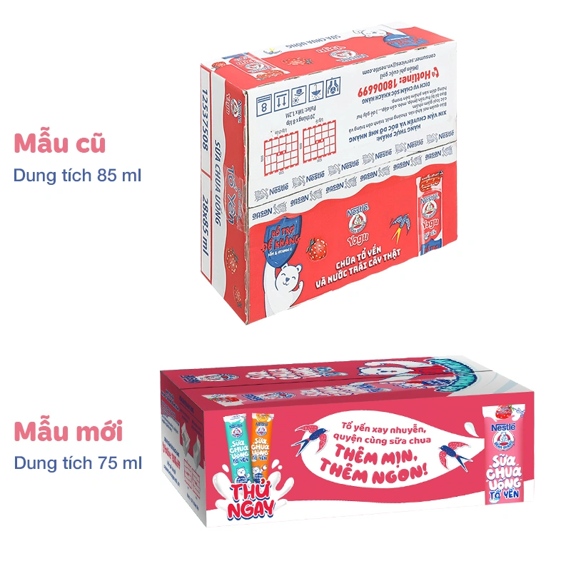 Thùng 28 gói sữa chua uống tổ yến Nestlé Yogu vị dâu 75 ml (từ 1 tuổi) 2