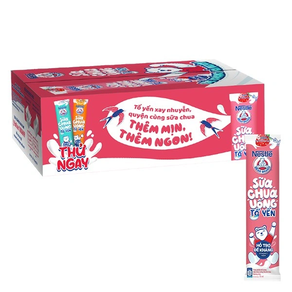 Thùng 28 gói sữa chua uống tổ yến Nestlé Yogu vị dâu 75 ml (từ 1 tuổi) 1