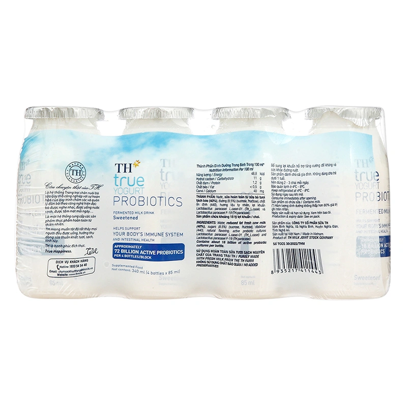 Lốc 4 chai sữa chua lên men có đường TH true YOGURT Probiotics 85 ml (từ 1 tuổi) 3