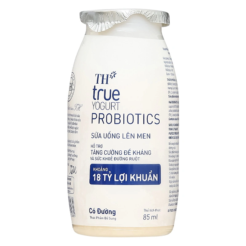 Lốc 4 chai sữa chua lên men có đường TH true YOGURT Probiotics 85 ml (từ 1 tuổi) 4