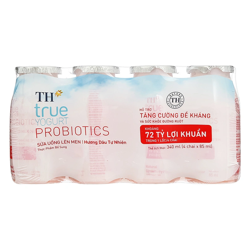 Lốc 4 chai sữa chua lên men TH true YOGURT Probiotics vị dâu 85 ml (từ 1 tuổi) 2