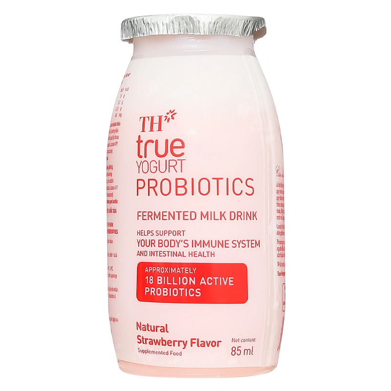 Lốc 4 chai sữa chua lên men TH true YOGURT Probiotics vị dâu 85 ml (từ 1 tuổi) 5